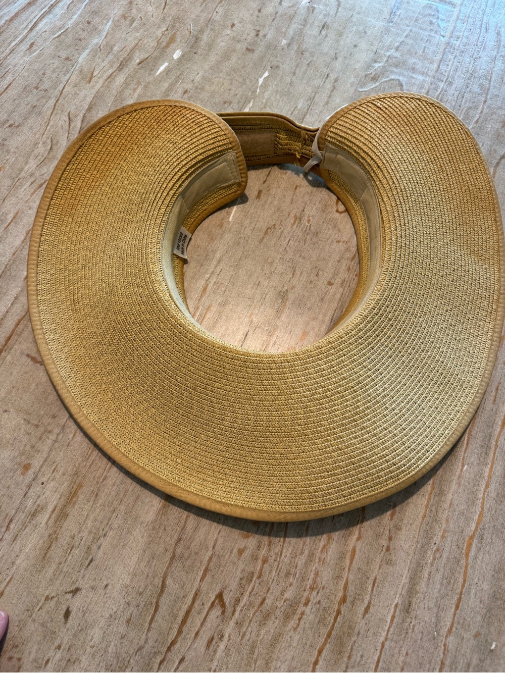 Sun-Protective Wide Brim Straw Visor - Tan - Picture 4 of 4